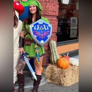 Nintendo Zelda // Link Costume with Shield, Sword, & Leather Cuffs